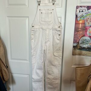 American Eagle Outfitters stretch White Cotton Overalls Jumpsuit